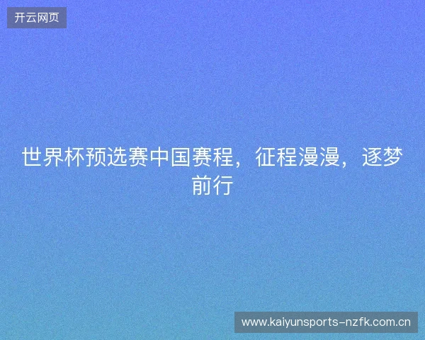 世界杯预选赛中国赛程，征程漫漫，逐梦前行